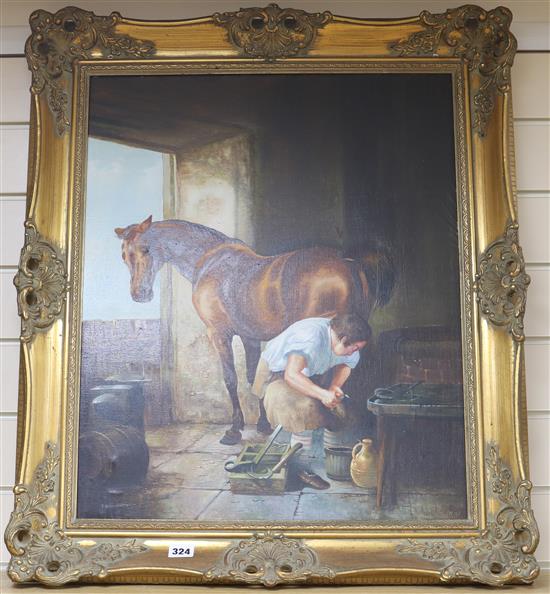 Max Brandrett, oil on canvas, after Shayer, 60cm x 50cm